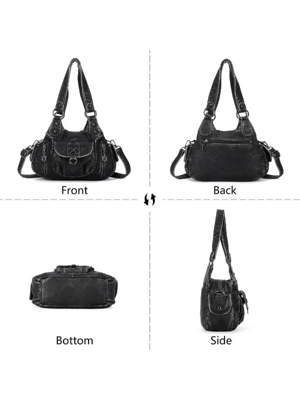 Chic Small Vegan Leather Hobo Bag for Women | Y2K Multi-Pocket Crossbody Tote